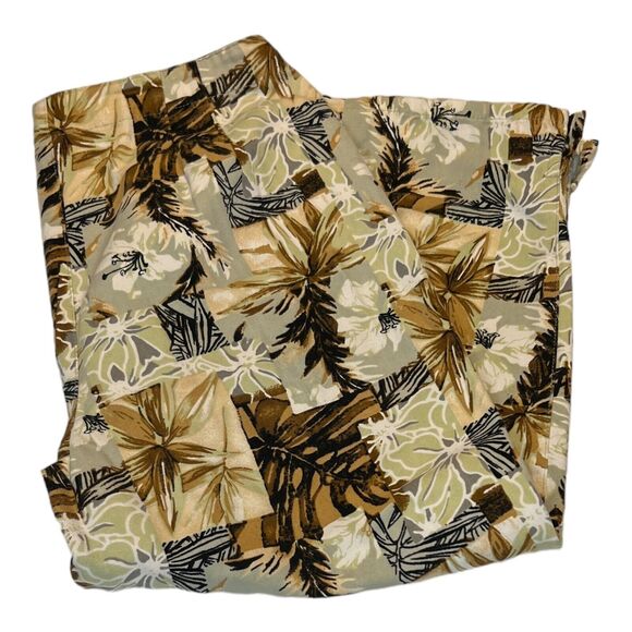 Womens White Stag Pants Size 10 Palm Tree All Over Print Cotton Capri Beach Vibe - Picture 5 of 6